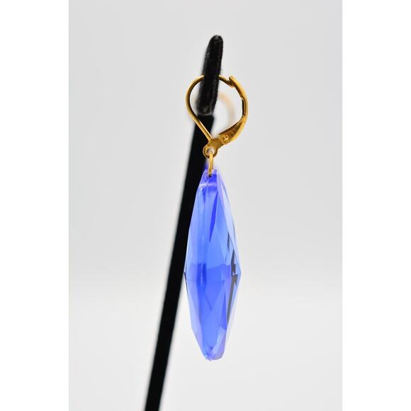 Joan Rivers Vintage Earrings Dangle Lucite Crystal Blue Chandelier Signed BinX - Picture 10 of 12